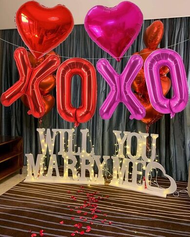 16 Inch Red XOXO Red Heart Balloons, 6 Pcs Red XOXO Letters Balloons Red Heart Valentine's DAY Balloons Banner for Valentine's DAY Wedding Ceremonies Party Decorations Red XOXO in Saudi Arabia