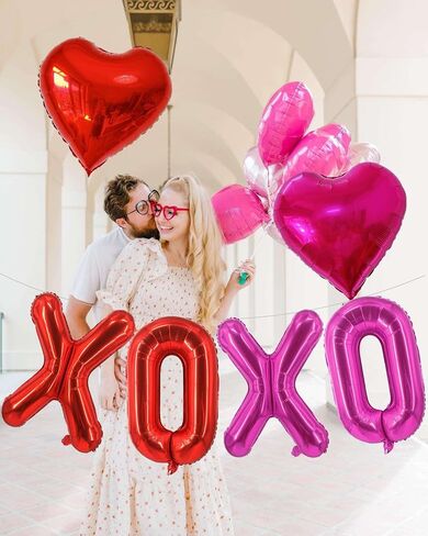 16 Inch Red XOXO Red Heart Balloons, 6 Pcs Red XOXO Letters Balloons Red Heart Valentine's DAY Balloons Banner for Valentine's DAY Wedding Ceremonies Party Decorations Red XOXO in Saudi Arabia