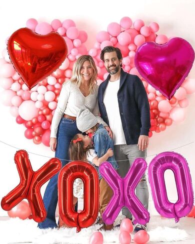 16 Inch Red XOXO Red Heart Balloons, 6 Pcs Red XOXO Letters Balloons Red Heart Valentine's DAY Balloons Banner for Valentine's DAY Wedding Ceremonies Party Decorations Red XOXO in Saudi Arabia