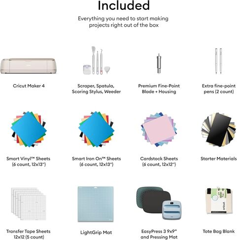 Cricut Maker 4 - Smart Cutting Machine (Seashell) | Digital Content Bundle - Includes Images in Design Space App in Kuwait