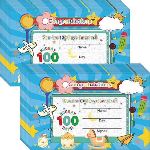 DUGUTUL 40 Pieces 100th Day of School Award Certificates, Colorful Happy 100th Day of School 100 Days Classroom Activities Certificate for Primary High School Party(C) in Kuwait