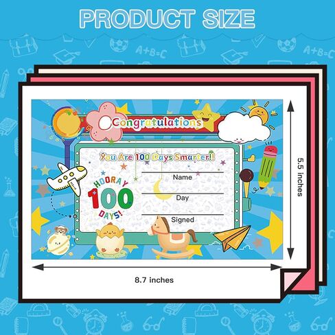 DUGUTUL 40 Pieces 100th Day of School Award Certificates, Colorful Happy 100th Day of School 100 Days Classroom Activities Certificate for Primary High School Party(C) in Kuwait