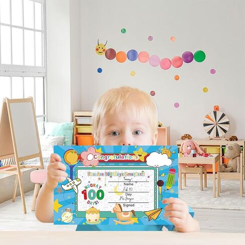 DUGUTUL 40 Pieces 100th Day of School Award Certificates, Colorful Happy 100th Day of School 100 Days Classroom Activities Certificate for Primary High School Party(C) in Kuwait