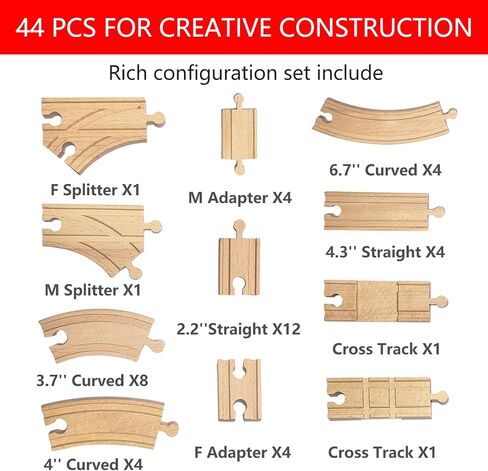 Wooden Train Track 30 Piece Set, Train Track Expansion Compatible with All Major Railroad Brands Including Thomas Wooden Train, Brio, Thomas The Tank Engine in Kuwait