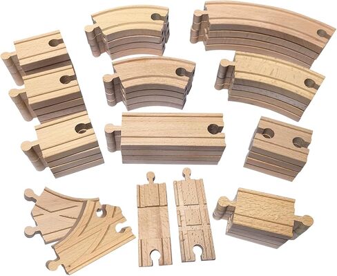 Wooden Train Track 30 Piece Set, Train Track Expansion Compatible with All Major Railroad Brands Including Thomas Wooden Train, Brio, Thomas The Tank Engine in Kuwait
