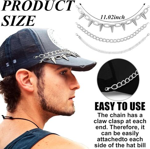 Tondiamo 12 Pcs Trucket Hat Chains Turquoise Metal Pearl Hat Chain Decorations DIY Mesh Baseball Cap Brim Necklace Purse Decor Accessories in Saudi Arabia