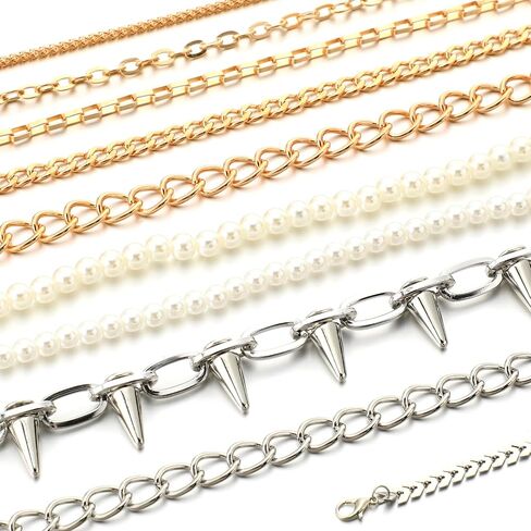 Tondiamo 12 Pcs Trucket Hat Chains Turquoise Metal Pearl Hat Chain Decorations DIY Mesh Baseball Cap Brim Necklace Purse Decor Accessories in Saudi Arabia