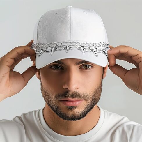 Tondiamo 12 Pcs Trucket Hat Chains Turquoise Metal Pearl Hat Chain Decorations DIY Mesh Baseball Cap Brim Necklace Purse Decor Accessories in Saudi Arabia