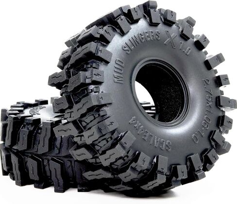 HOBBYSOUL 1.0 Crawler Tires 70mm Tall 1.0'' Mud Slingers X Super Soft Sticky Tyre for RC 1/24 SCX24 1/18 TRX4M Upgrades in Kuwait