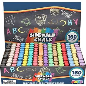 160 PCS Washable Sidewalk Chalks Set Non-Toxic Jumbo Chalk for Outdoor Art Play, Painting on Chalkboard, Blackboard and Playground