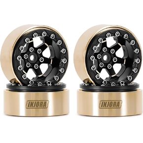 INJORA 1.3" Beadlock Wheel Brass -5.25mm Offset Rims for SCX24 TRX4M 1/24 1/18 RC Crawlers Upgrade(W1310)