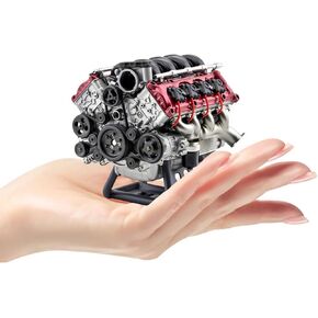 Mini V8 Engine Kit - DIY 3D Printed RC Engine for Adults - Realistic, Buildable, Electric, RC Model Compatible - High Difficulty, Bracket Not Included, Online Manual