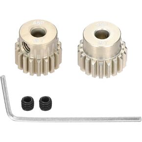 2Pcs 48P Pinion Gear Set 18T 19T for 3.175 mm Shaft Aluminium Alloy Pinion Gear with Screws and Hexagonal Wrench for RC Motor