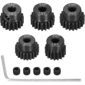 48 P Steel Pinion Gear Set 17T 18T 19T 20T 21T for 3.175 mm Shaft Hardened Steel Pinion Gear with Screws and Hexagonal Wrench for RC Car Motor