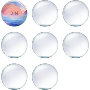 Spiso Clean Glass Cabochons 2inch - مقابض مستديرة مسطحة لتصنيع المجوهرات المصنوعة DIY (50 مم ، 8 عبوات)