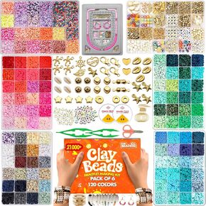 21000 Clay Beads Swelet Make Make For Girls 120 Colors 6 Boxes Polymer Clay Beads for Jewelry Making Charms Beads for Bracelets Bead Boad Arts and Crafts Higds for Kids and Crafts for Come