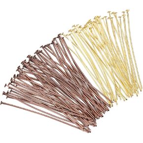 MECCANIXITY 200Pcs Flat Head Pins for Jewelry Making 25mm Brass Flat Head Pins Jewelry Head Pins for Craft Earring Bracelet Necklace Pendant Supplies 20 Gauge Purple Bronze and Gold