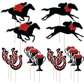 4E's Novelty Horse Racing Cupcake Toppers Picks - 60 Pack Derby Appetizers Toothpicks, Derby Themed Party & Western Cupcake Toppers Decorations