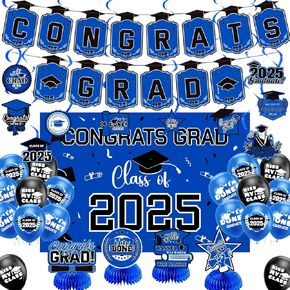 Graduation Decorations 2025 Gold Themed Set - Congrats Grad Banner, Class of 2025 Backdrop, Balloons & Streamers Kit - Complete Party Supplies for High School & College Celebrations