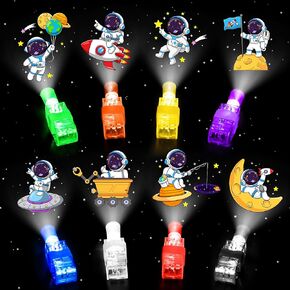 32 Pcs Finger Lights Space Theme Party Favors Decorations, Glow in the Dark Light Up Party Supplies Astronaut Toys Gifts Bulk for Kids 3 4 5 8 Boys Girls Birthday Goodie Bags Stuffers Classroom Prizes