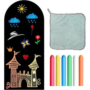Magnetic Arch Wall Decals Self Adhesive Magnetic Wall Stickers Black Magnet Chalkboard Wallapepr with 6 Dustless Chalks and Wipe Cloth Magnet Arch Decal for Kids Room Playroom Nursery