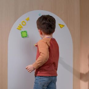 Kids Magnetic Arch Chalkboard Decal 30 × 45 in – Peel-and-Stick Learning Board w/Magnetic Tangram & Bonus Mini Whiteboard, Mess-Free Erase, Ideal for Montessori Home & Classroom (Ivory)