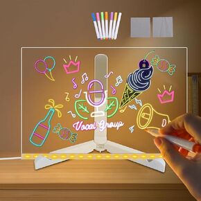 LED Note Board مع ألوان 12x 8inch Acrylic Dry Erase Board مع Flight Up Stand for Desk Up Board Board Board Drawing Memo Memo Board Board With With 7 Ambels
