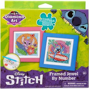 CRA-Z-Art Disney Stitch Gem مؤطرة Gem By Number Kit ، مجموعات اللوحات الفنية الماس-DIY Diamond Jewel by Number Art ، Creative Gem Craft ، Great Hellows for Girls and Boys 6 and Up
