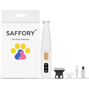 Saffory Dog Paw Trimmer ، Pet Claw Trimmer مع ضوء LED ، ضوضاء منخفضة ضوضاء USB Clipper. مناسبة للكلاب والقطط ، لتقليص الشعر حول الكفوف عيون آذان الأذواق الوجه. (1)