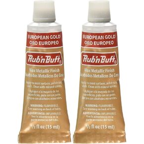 Amaco-Rub 'n Buff Wax Metallic Finish ، (الذهب الأوروبي) ، (0.5 أوقية سائحة) (2 عبوة)