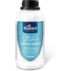 Bluebird Studio Acrylic Gesso - 17 Fl Oz / 500ml White Liquid Gesso Primer for arylic paint