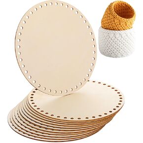 Fanfanwin 12 Pcs Wooden Basket Bottom Crochet Basket Base Unfinished Wood Knitting Base for DIY Craft Weaving Making Supplies(6 Inches)