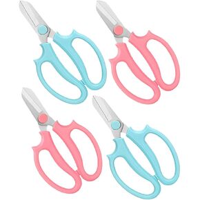Flower Scissors - Stainless Steel Floral Scissors, Florist Cutters for Stems, Garden Plant Shears for Fresh Flowers (Blue, Pink) (12 PCS)