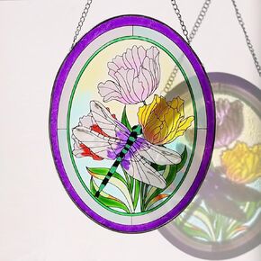 Monarch Butterfly Stained Glass Window Hanging, Butterfly Decorations Gift for Women, Stained Glass Suncatcher- Window Decor, Outdoor Hanging for Garden (10.5 inch)