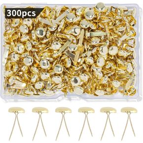 السحابات النحاسية ، 300 جهاز كمبيوتر شخصي للحرف الورقية ، Brads Metal Gold Brads للاطلاع على محاكمة الورق DIY ، لوازم مشروع البطاقات المصنوعة يدويًا.