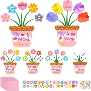 BAPHILE 25Set Mother's Day Card Making Kit for Kids, Mother's Day Crafts Gifts, Mother's Day DIY Flower Pot Handmade Greeting Cards for Home School Party Decor Classroom Kindergarten Activities