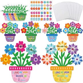 Kepeel 24 Sets Mother's Day Card Making Kit for Kids, Mother's Day DIY Flower Pot Handmade Greeting Cards with Envelopes for School Classroom Activities Project Mothers Day Make Your Own Crafts Gifts
