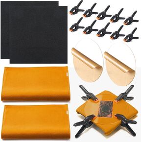 Leinuosen 16 Pcs Trading Card Cleaning Care Tool Accessory Kit Sports Card Flattening Kit Include 2 Pcs 6 Inches Clear Acrylic Rounds 10 Plastic Clamps 2 Pad Material 3 Shammy Towel