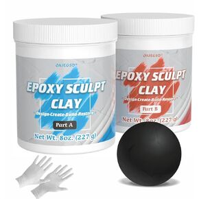 1 Pound White Epoxy Putty Sculpt Clay, 2 Part (A & B) Modeling Compound for Sculpting, Modeling, Building, Repairing, Self-Hardening Epoxy Clay Easily Repairs Metal, Wood, Tile, Ceramics, Plastic