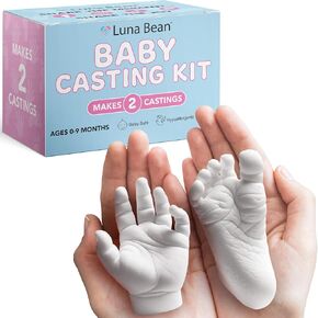 Luna Bean Baby Footprint & Hand Casting Kit – Newborn Milestone Keepsake Kit for Boys & Girls - Baby Shower Gifts Registry Must Have