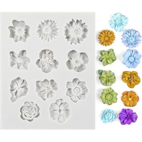 Flower Polymer Clay Molds Silicone Daisy Polymer Clay Molds for Jewelry Making Fondant Candy Chocolate Cupcake Soap Crafting