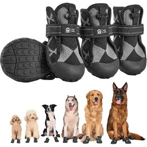 Dog Shoes for Large Small Medium Size Dogs, Waterproof Anti Slip Dog Boots&Paw Protectors for Outdoor Summer Hot Pavement Winter Snow, Breathable Dog Booties for Walking Hiking Hardwood Floor