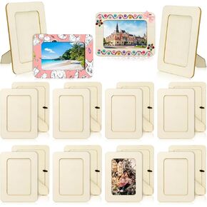 20 Pack Wooden Picture Frames for Crafts, 4" x 6" Photos DIY Wood Craft Picture Frames Bulk Unfinished Standing Photo Frames DIY Crafts Wood Decorate for Birthday Partys Mother‘s Day Gifts