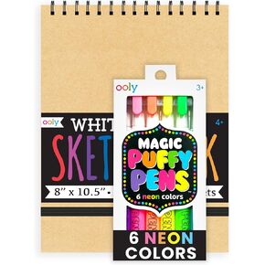 Ooly Magic Puffy Pens, Puffy Popcorn Drawing Pens Set of 6 Neon Colors with 3D Ink, Add Heat & Watch Art Grow, Creative Markers for Kids & Toddlers, Fun Art Supplies for Drawing & Coloring