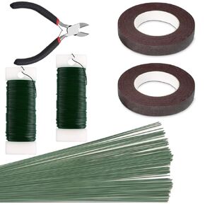 SONGZIMING Floral Arrangement Kit with Green Floral Tape, 22 Gauge Floral Wire Stems, 26 Gauge Paddle Floral Wire and Floral Wire Cutter for Bouquets banquets, Artificial Flowers