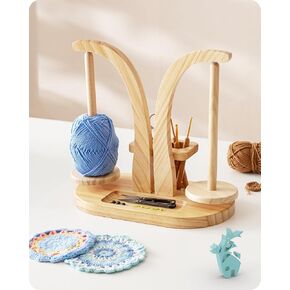 Baffect Yarn Holder Magnetic, Yarn Ball Holder Wooden, Yarn Spindle with Double Spindles, Spinning Yarn Holder for Crochet Lovers
