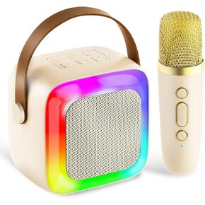 Kids Karaoke Machine for Adults, Mini Portable Karaoke Bluetooth Speaker with 2 Wireless Microphones, Birthday Gifts Toys for Teen Girls Ages 4, 5, 6, 7, 8, 9, 10, 12+ Year Old (Pink)