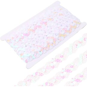 12 Yards Pink Sequin Trim Flat Sequins Beaded Strip Rick Rack Wave Woven Braided Trimming Metallic Glitter Ric Rac Fabric Ribbon Bulk for Sewing Making Craft Upholstery Home Decor Diy Supply