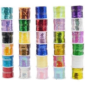 Spangle Flat Sequins Paillette Trim Spool String 6mm Sequins 150 Yards Roll for Crafts, Costume Accessories(30 Colors)