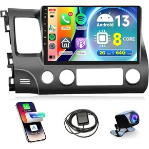Android Car Stereo Radio for Honda Civic 2006-2011 with Apple Carplay GPS, Rimoody 10 Inch Touchscreen Android Auto Mirror Link Bluetooth FM/RDS WiFi EQ SWC Backup Camera